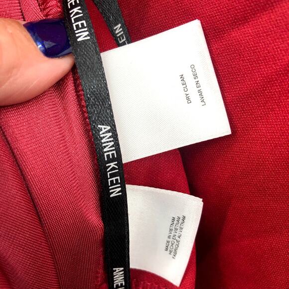 ANNE KLEIN Velvet Wrap Dress Small Titian Red V Neck Pullover Holiday NWT - Picture 11 of 13